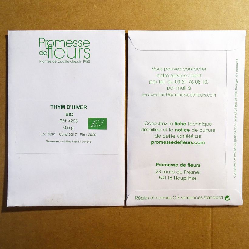 Esempio di esemplare Thymus vulgaris Bio - Timo sacchetto di 2500 semi circa (0,5g) come consegnato