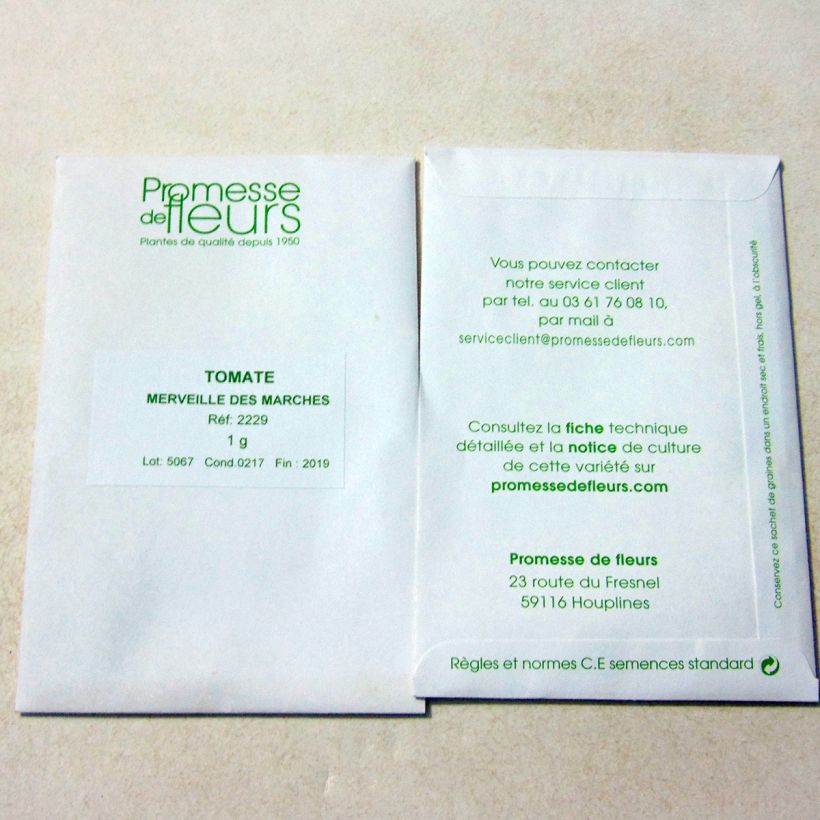 Esempio di esemplare Pomodoro tondo liscio Merveille des Marchés sacchetto di 300 semi circa (1g) come consegnato