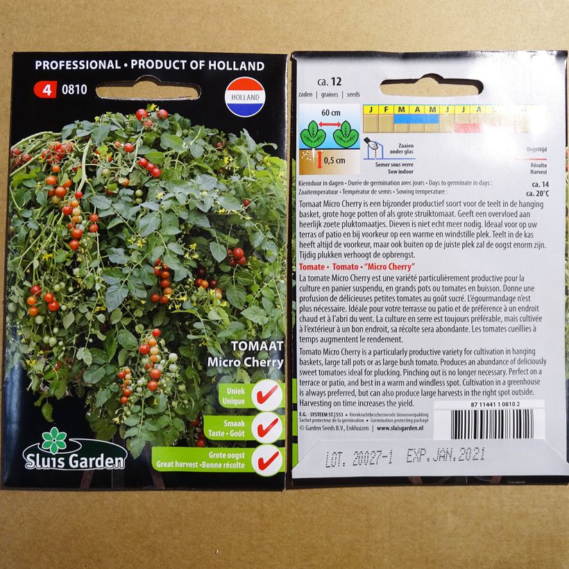 Esempio di esemplare Pomodoro ciliegino/datterino Micro Cherry sacchetto di 12 semi circa come consegnato