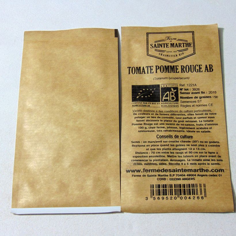Esempio di esemplare Pomodoro Mela rossa sacchetto di 50 semi circa come consegnato