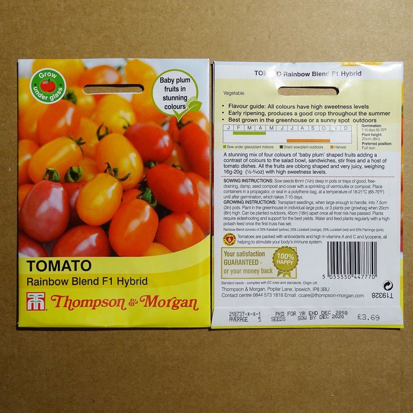 Esempio di esemplare Pomodoro Rainbow Blend sacchetto di 8 semi circa come consegnato