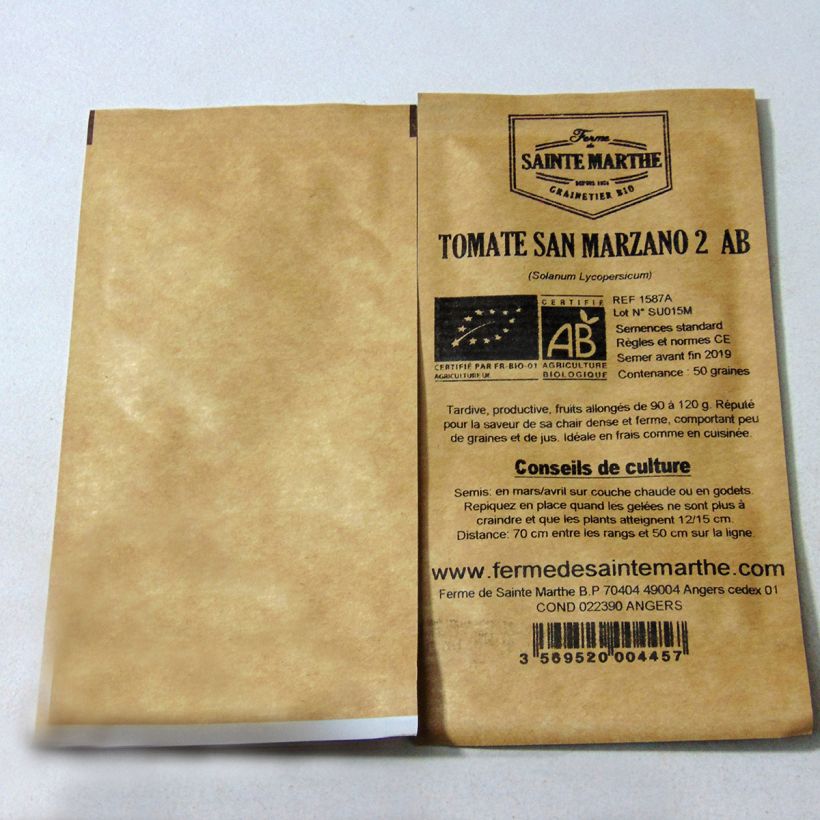 Esempio di esemplare Pomodoro lungo San Marzano 2 sacchetto di 50 semi circa come consegnato