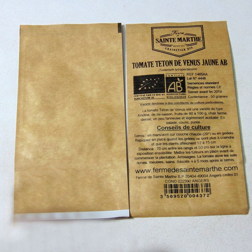 Esempio di esemplare Pomodoro cuore di bue/Beefsteak giallo Téton de Venus jaune sacchetto di 50 semi circa come consegnato